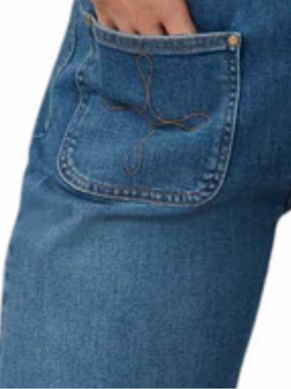 Lola Jeans Western Inspired Milan-RCB High Rise Wide Leg Medium Wash Jean Size29 - Picture 4 of 16